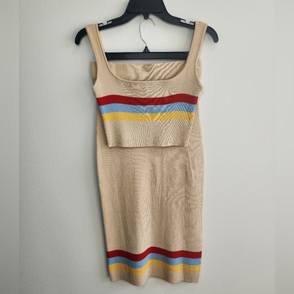 Red, Blue, And Yellow Two Piece Skirt Set